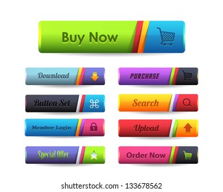Web Elements Multicolored Shiny Vector Button Set