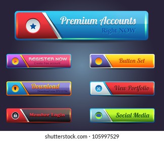 Web Elements Shiny Vector Button Set