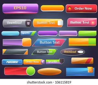 Web Elements Shiny Vector Button Set