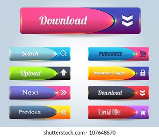 Web Elements Shiny Vector Button Set