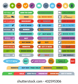 Web elements shop buttons and vector shop button set