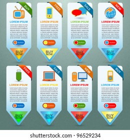 Web elements with showing product for sale, vector