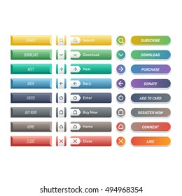 Web elements site buttons and vector shop button set