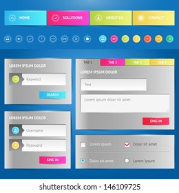 Web elements. Site navigation menu. Design web template and icons.