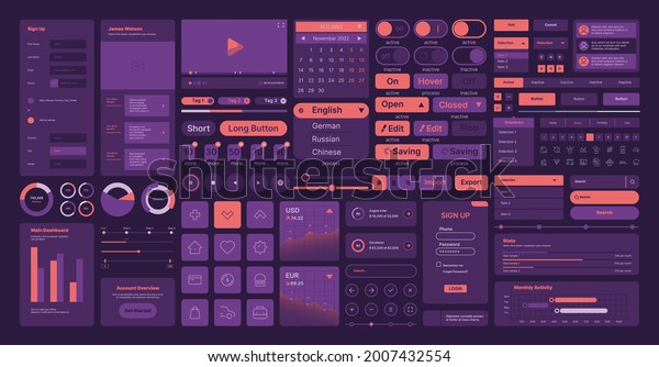 Web elements. Ui layout symbols interface\
icons dividers buttons frames navigation arrows user design kit\
garish vector templates\
collection