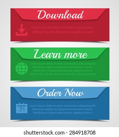 Web elements vector button set, flat UI design 