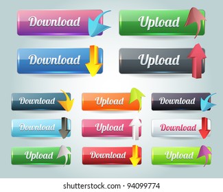 Web Elements Vector Download/Upload Button Set