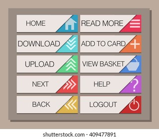 Web Elements Vector Flat Style Button Set