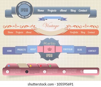 Web Elements Vector Header & Navigation Templates Set