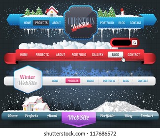 Web Elements Vector Header & Navigation Templates Set