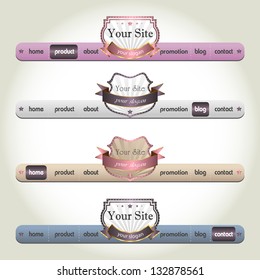 Web Elements Vector Header & Navigation Templates Set