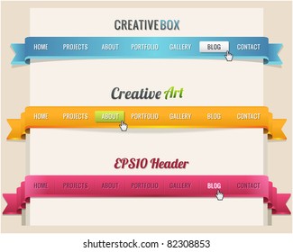 Web Elements Vector Header & Navigation Templates Set