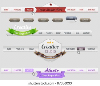 Web Elements Vector Header & Navigation Templates Set