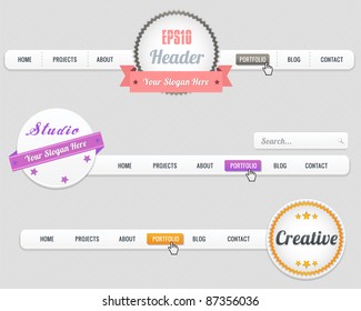 Web Elements Vector Header & Navigation Templates Set
