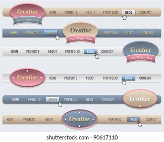 Web Elements Vector Header & Navigation Templates Set