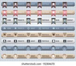 Web Elements Vector Header & Navigation Templates Set