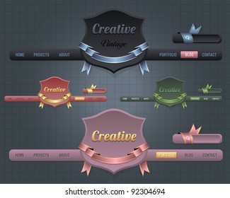 Web Elements Vector Header & Navigation Templates Set