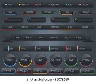 Web Elements Vector Header & Navigation Templates Set