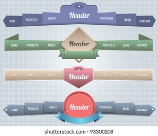 Web Elements Vector Header & Navigation Templates Set