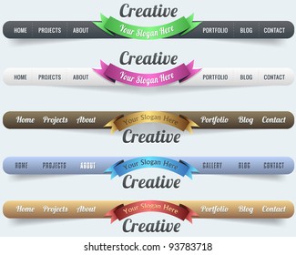 Web Elements Vector Header & Navigation Templates Set