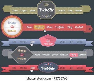 Web Elements Vector Header & Navigation Templates Set