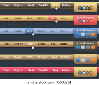 Web Elements Vector Header & Navigation Templates Set