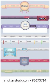 Web Elements Vector Header & Navigation Templates Set