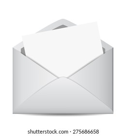 Web email icon concept with blank sheet paper and mail envelope with empty space for your message and business or marketing copy vector EPS 10 illustration isolated on white background.