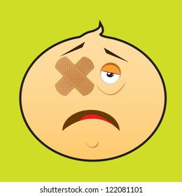 Web emojis and emoticons face sad & wounded
