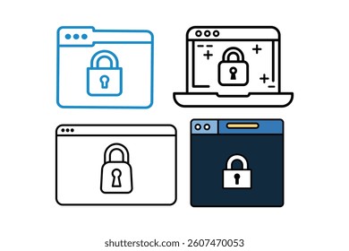 Web Encryption Vector Icon Collections, cybersecurity padlock icon, secure server lock symbol, padlock on web icon, secure website vector icon