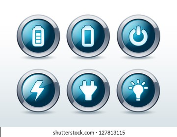 Web energy button icons set vector illustration