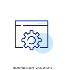 Web engineering icon. Internet page and cogwheel for settings and repairs. Pixel perfect, editable stroke icon