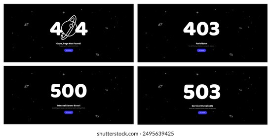 Web error pages layout vector design
