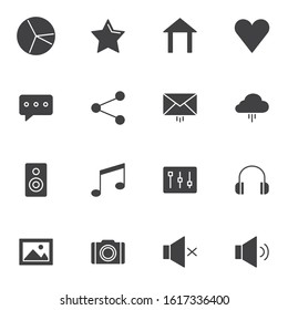 Web essentials vector icons set, UI modern solid symbol collection, filled style pictogram pack. Signs, logo illustration. Set includes icons as data storage diagram, homepage, favorite bookmark, link