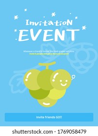Web-Event-Seite, wo Trauben leuchtend nach der Anzahl der eingeladenen Freunde.