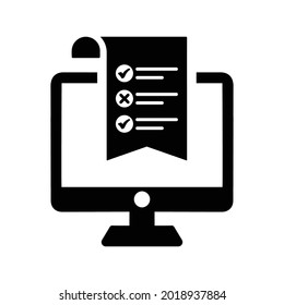 Web, exam, survey icon. Black vector graphics.