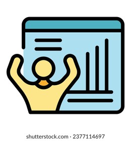 Web expert icon outline vector. Business goal. Cyber chart color flat