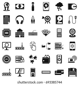 Web extension icons set. Simple style of 36 web extension vector icons for web isolated on white background