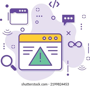 Web Failure Concept, Browser With Exclamation Marks Vector Icon Design, Cloud Computing And Internet Hosting Services Symbol, Webpage Not Found Error Stock, Problem With Website Illustration, 