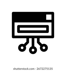 Feed da Web. Ícone de vetor de traçado com contorno e detalhes preenchidos em preto.