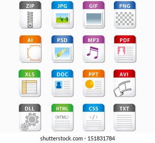 web file labels icon set Vector