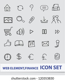 Web and finance icon set,drawing icons,Vector