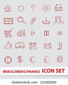 Web and finance icon set,drawing icons,Vector