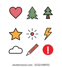 Web flat icon set vector on white background 