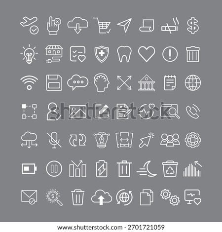 Web flat icons set network. Minimal outline logo.