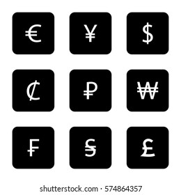 web flat icons world money signs