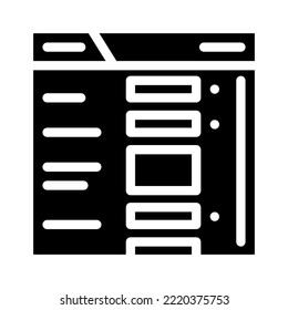 vector de icono de glifo de registro de formulario web. signo de registro de formulario web. ilustración de símbolo aislado
