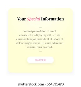 Web form. Your special information