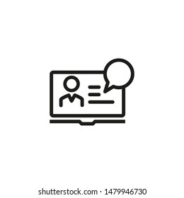 Web forum vector line icon. Learning, science, online. Vector illustration can be used for topics like education, qualification, HR