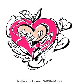 Web Friendly Flat Illustration Valentine's Love Card, Perfect for Expressing Affection in Modern Style